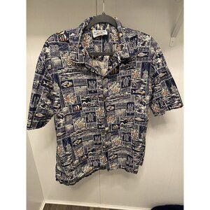 Pacific Legend Men’s Large Short Sleeve Shirt Turtle Flower